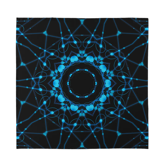 Dark Blue Kaleidoscope Print Silk Bandana
