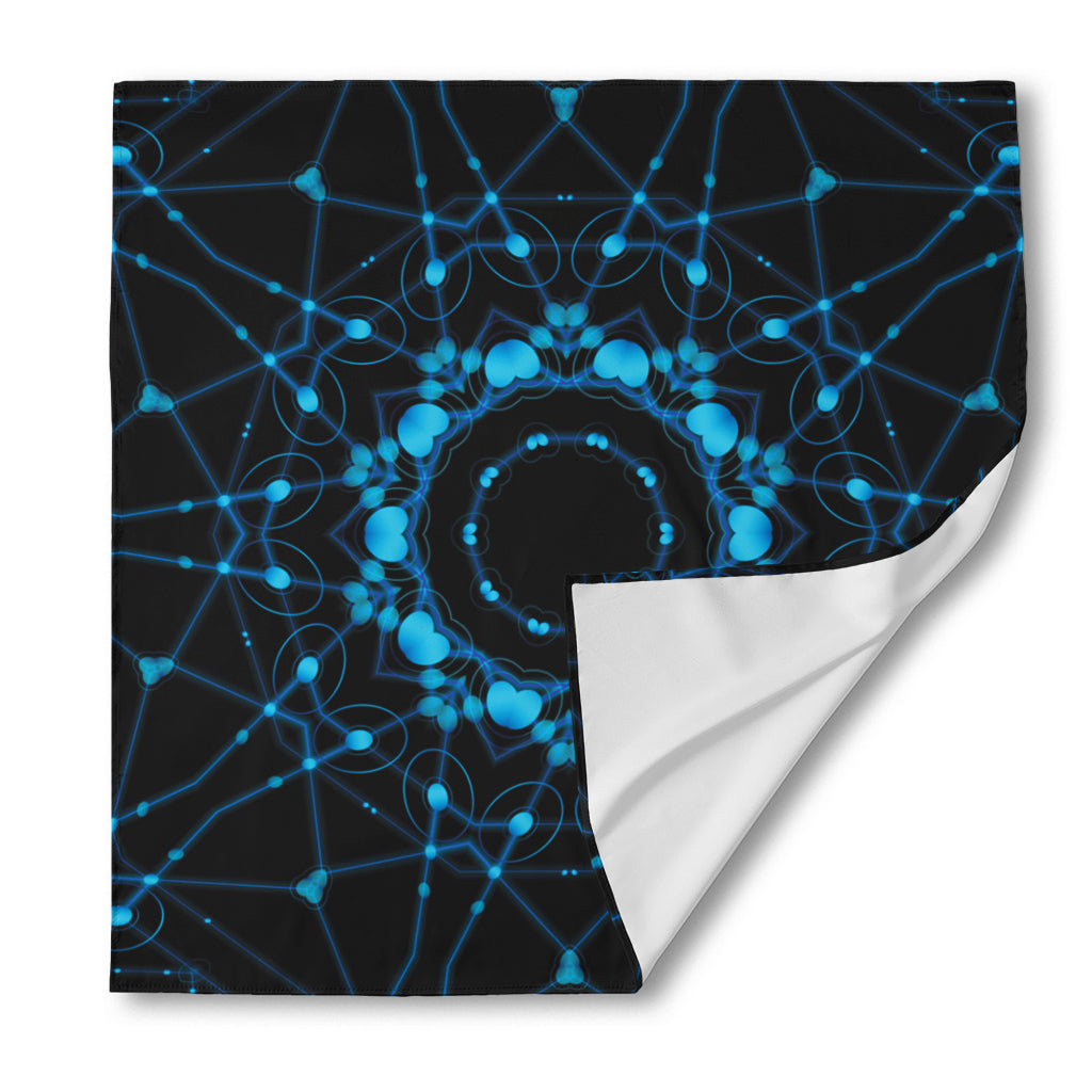 Dark Blue Kaleidoscope Print Silk Bandana