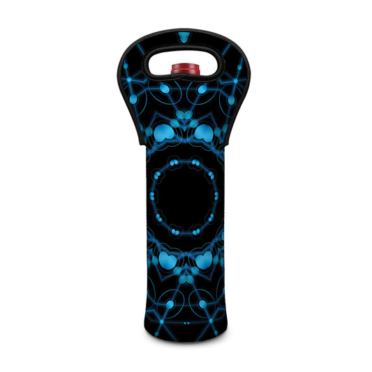 Dark Blue Kaleidoscope Print Single Neoprene Wine Tote