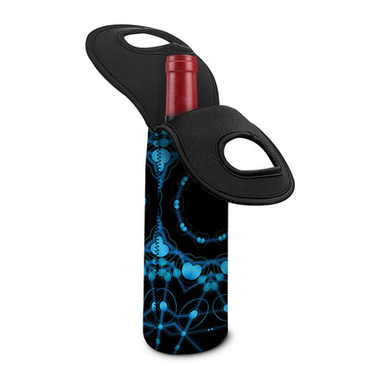 Dark Blue Kaleidoscope Print Single Neoprene Wine Tote