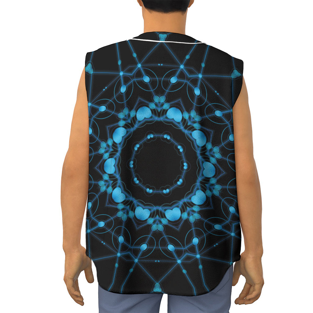 Dark Blue Kaleidoscope Print Sleeveless Baseball Jersey