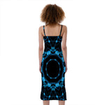 Dark Blue Kaleidoscope Print Slim Fit Midi Cami Dress