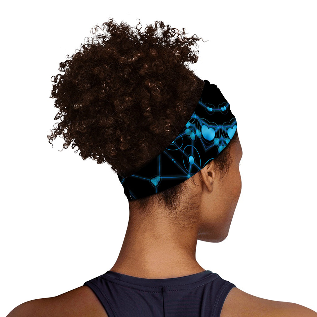 Dark Blue Kaleidoscope Print Sports Headband