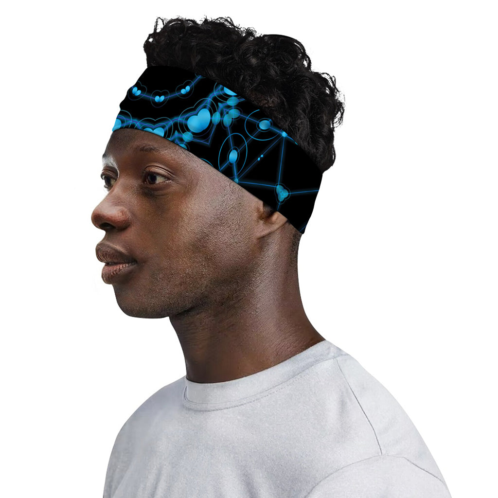 Dark Blue Kaleidoscope Print Sports Headband