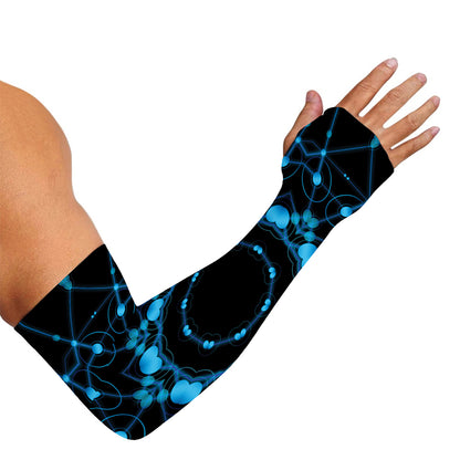 Dark Blue Kaleidoscope Print Sun Protection Arm Sleeves