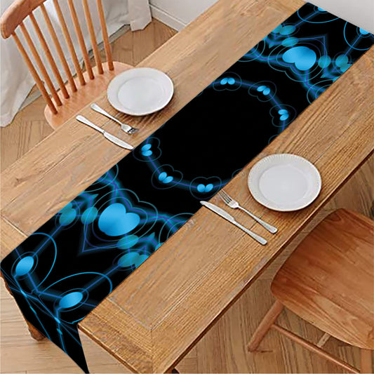 Dark Blue Kaleidoscope Print Table Runner