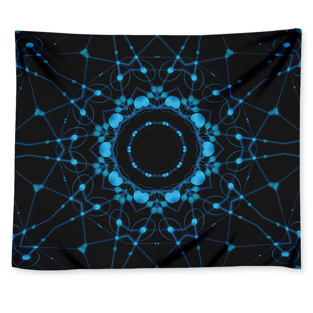 Dark Blue Kaleidoscope Print Tapestry