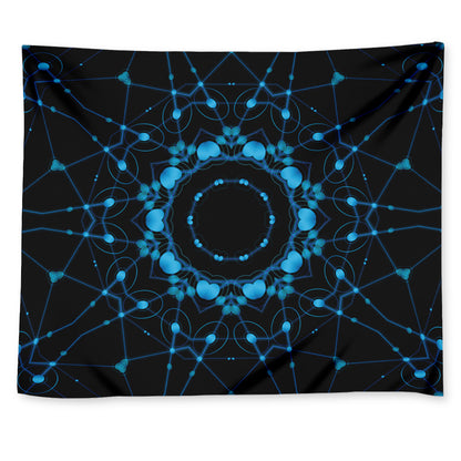 Dark Blue Kaleidoscope Print Tapestry