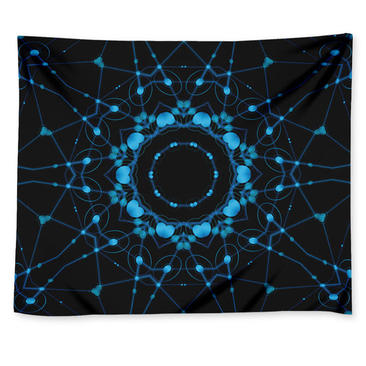 Dark Blue Kaleidoscope Print Tapestry