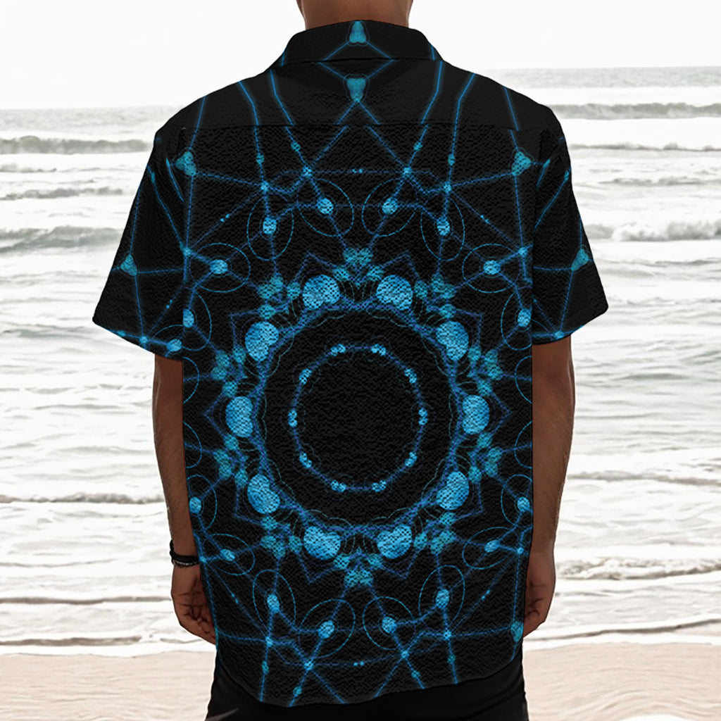 Dark Blue Kaleidoscope Print Textured Short Sleeve Shirt