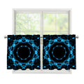 Dark Blue Kaleidoscope Print Tier Curtains