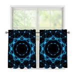 Dark Blue Kaleidoscope Print Tier Curtains
