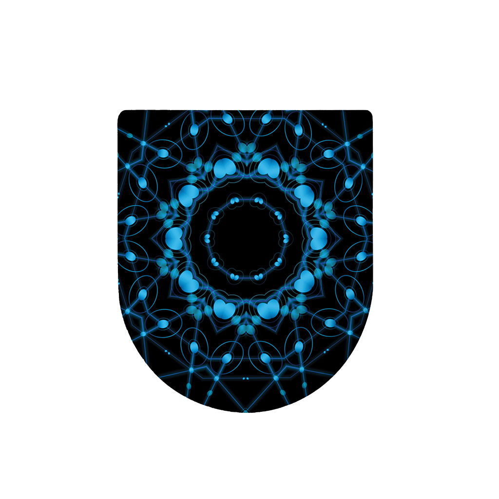 Dark Blue Kaleidoscope Print Toilet Lid Cover