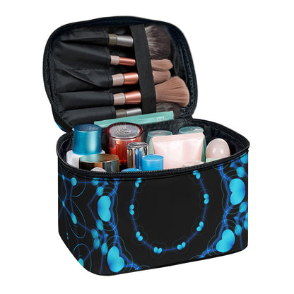 Dark Blue Kaleidoscope Print Travel Makeup Bag