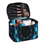 Dark Blue Kaleidoscope Print Travel Makeup Bag