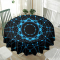 Dark Blue Kaleidoscope Print Waterproof Round Tablecloth