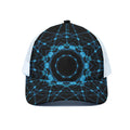 Dark Blue Kaleidoscope Print White Mesh Trucker Hat