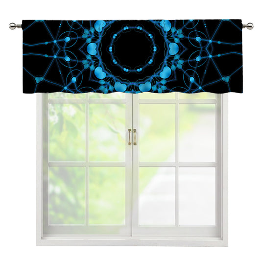 Dark Blue Kaleidoscope Print Window Valance