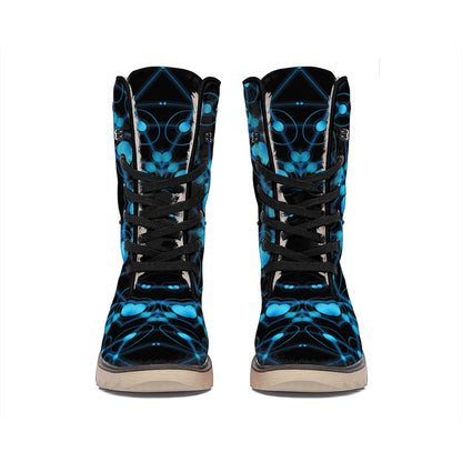 Dark Blue Kaleidoscope Print Winter Boots