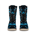 Dark Blue Kaleidoscope Print Winter Boots