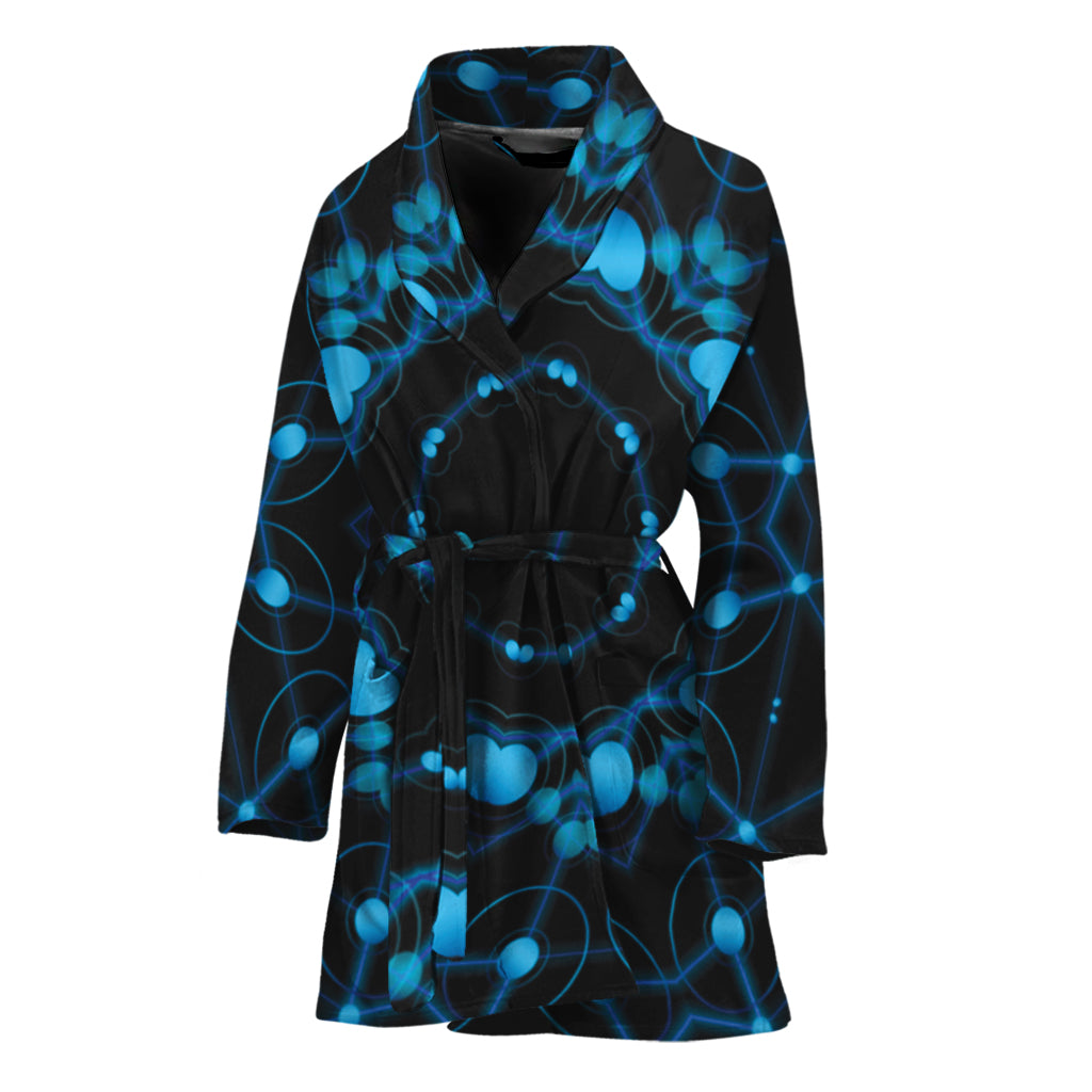 Dark Blue Kaleidoscope Print Women's Bathrobe