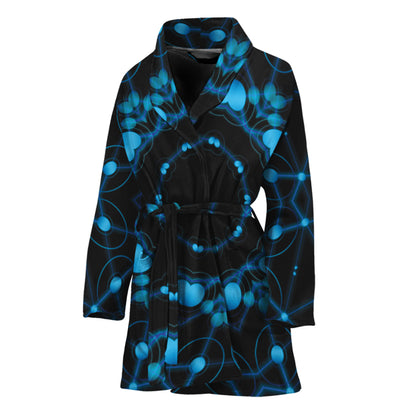 Dark Blue Kaleidoscope Print Women's Bathrobe