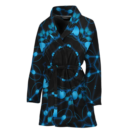 Dark Blue Kaleidoscope Print Women's Bathrobe