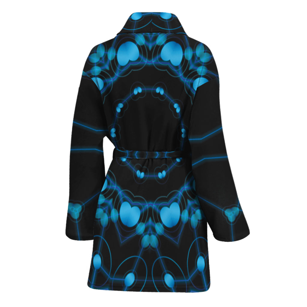 Dark Blue Kaleidoscope Print Women's Bathrobe