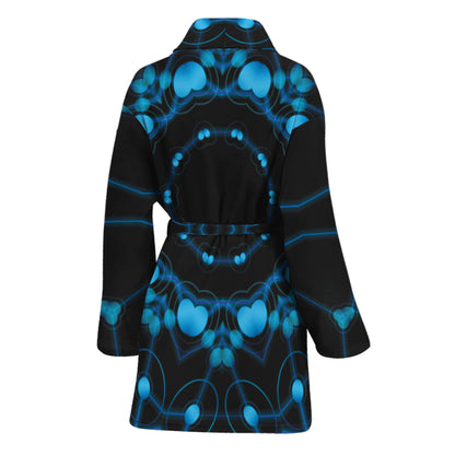 Dark Blue Kaleidoscope Print Women's Bathrobe