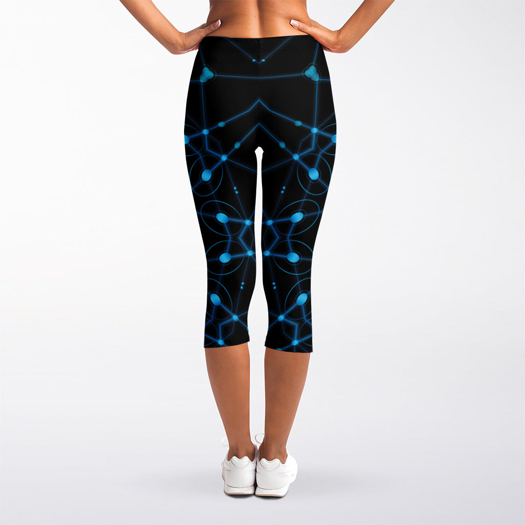 Dark Blue Kaleidoscope Print Women's Capri Leggings