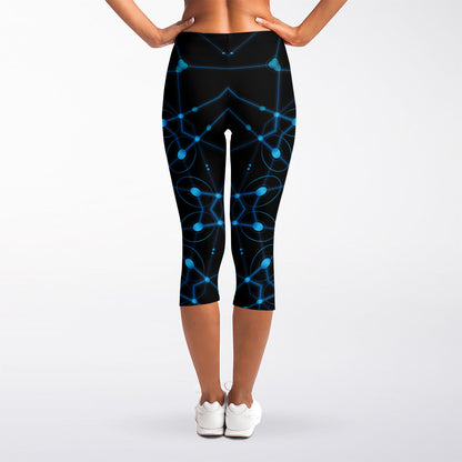 Dark Blue Kaleidoscope Print Women's Capri Leggings