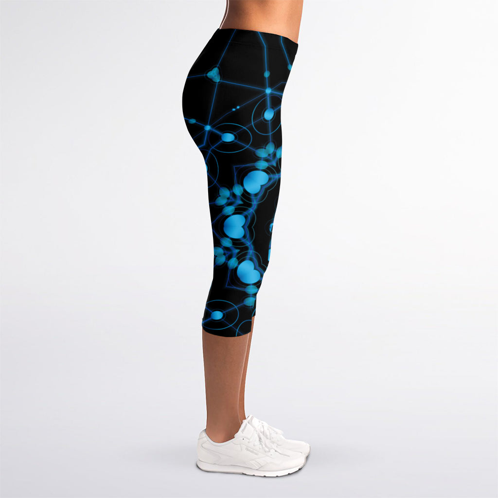 Dark Blue Kaleidoscope Print Women's Capri Leggings