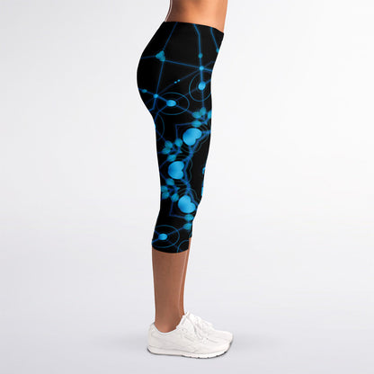 Dark Blue Kaleidoscope Print Women's Capri Leggings