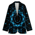 Dark Blue Kaleidoscope Print Women's Cotton Blazer