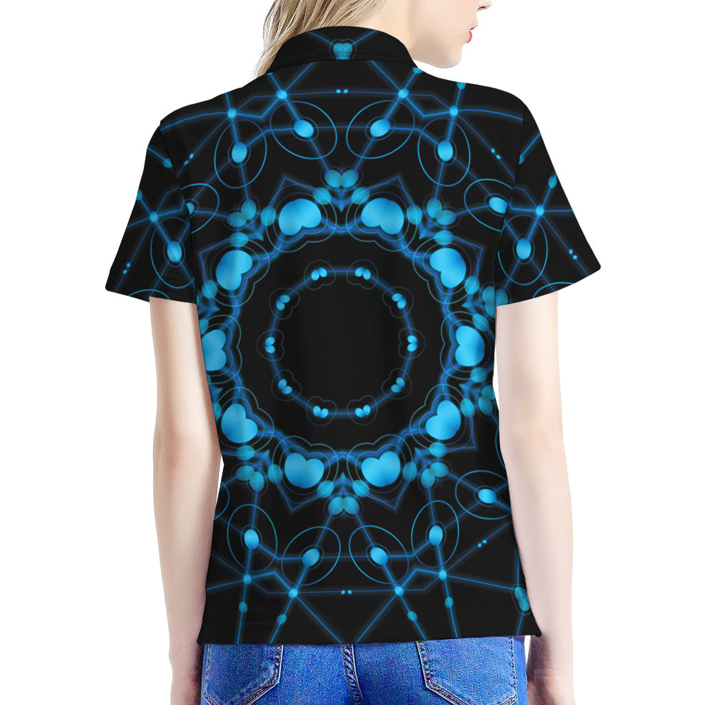 Dark Blue Kaleidoscope Print Women's Polo Shirt