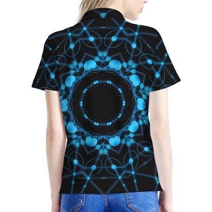 Dark Blue Kaleidoscope Print Women's Polo Shirt