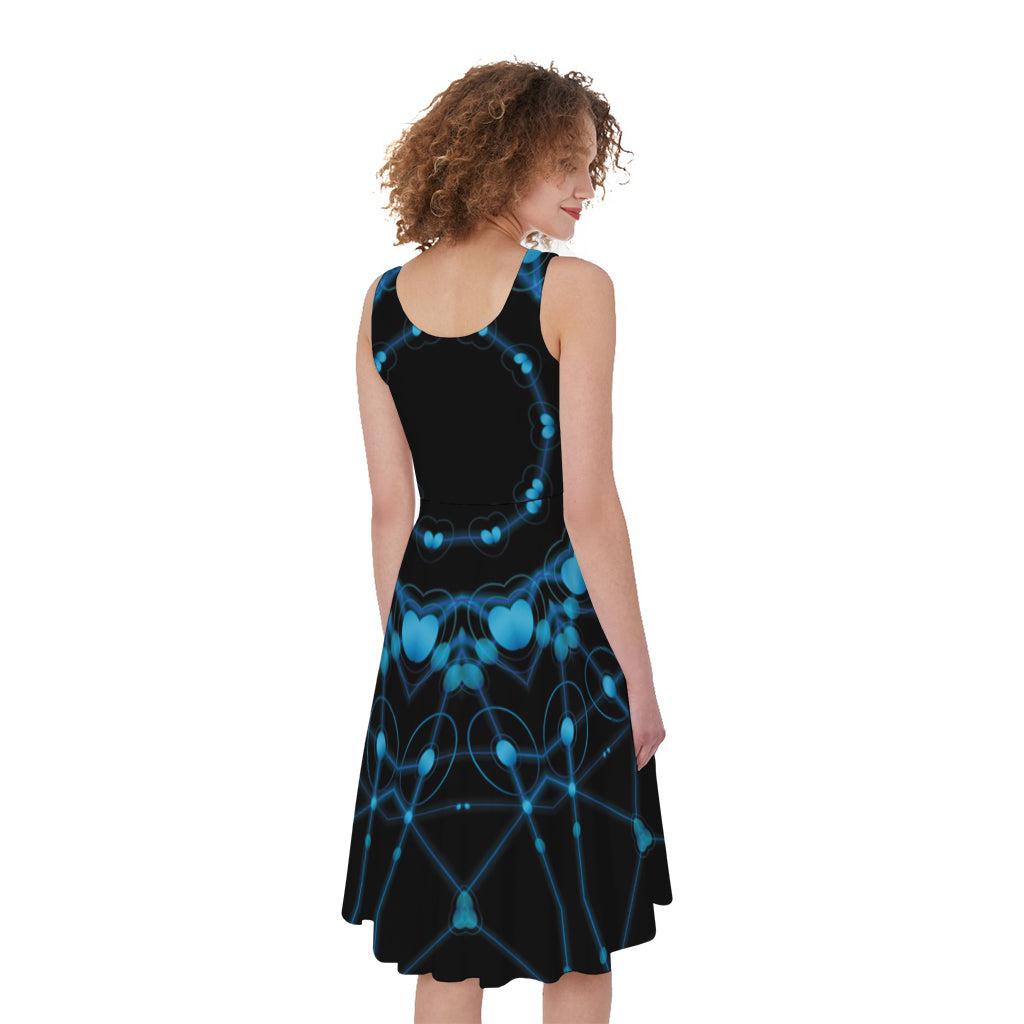 Dark Blue Kaleidoscope Print Women's Sleeveless Dress