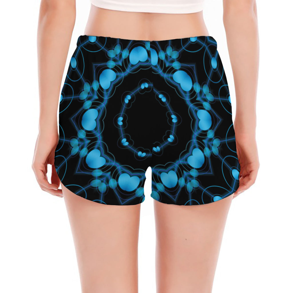 Dark Blue Kaleidoscope Print Women's Split Running Shorts