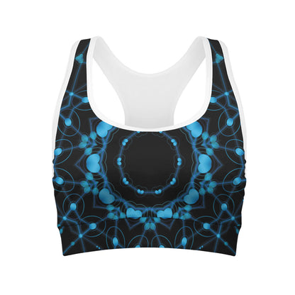 Dark Blue Kaleidoscope Print Women's Sports Bra