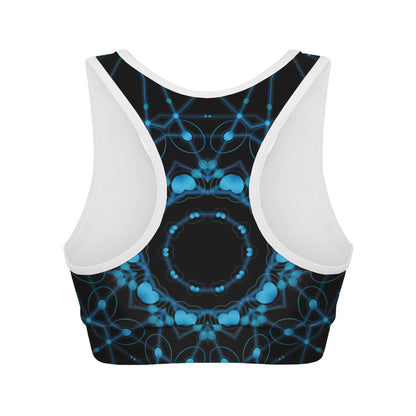 Dark Blue Kaleidoscope Print Women's Sports Bra