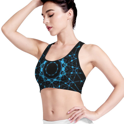 Dark Blue Kaleidoscope Print Women's Sports Bra