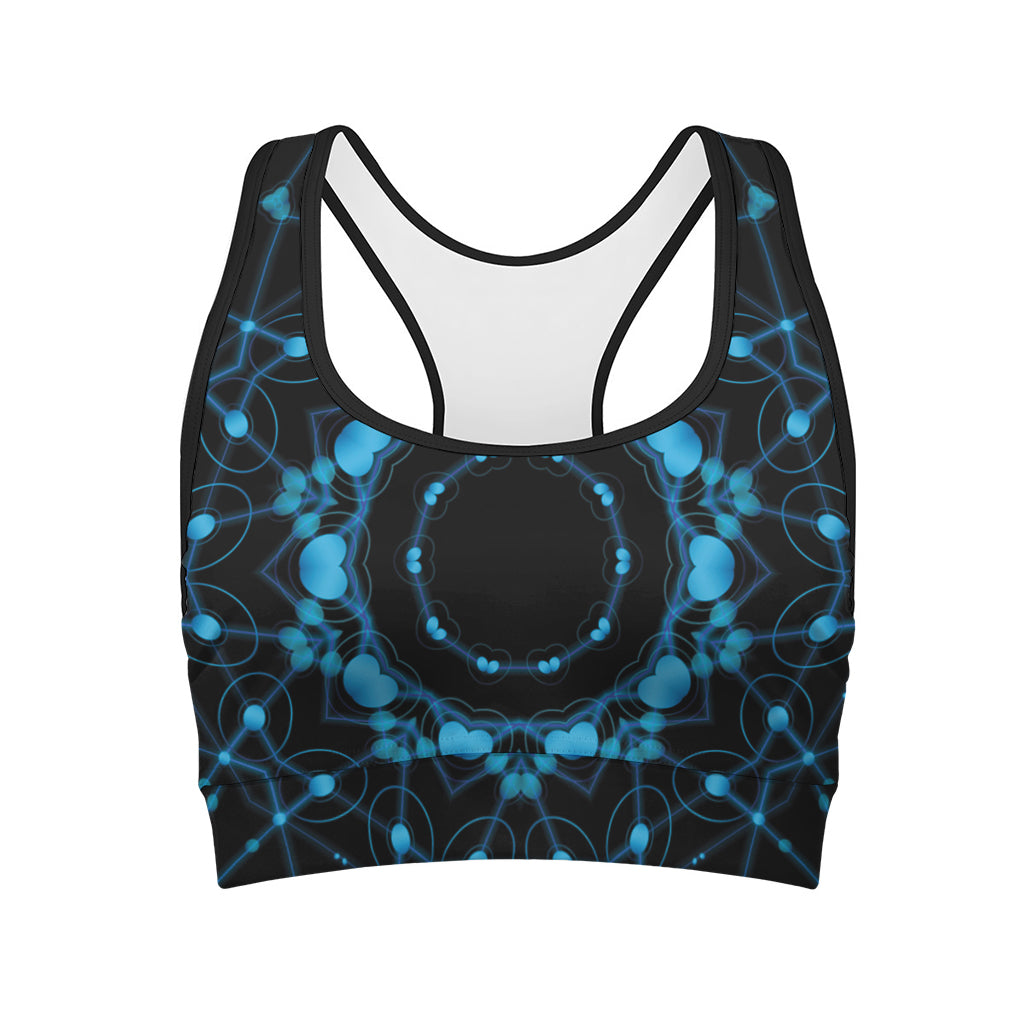 Dark Blue Kaleidoscope Print Women's Sports Bra