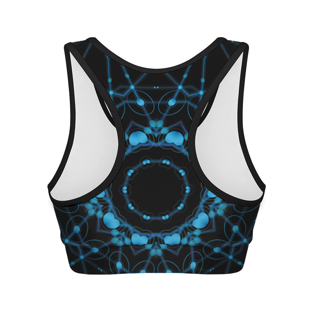 Dark Blue Kaleidoscope Print Women's Sports Bra