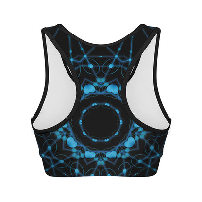 Dark Blue Kaleidoscope Print Women's Sports Bra