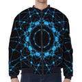 Dark Blue Kaleidoscope Print Zip Sleeve Bomber Jacket