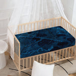 Dark Blue Marble Print Baby Crib Sheet