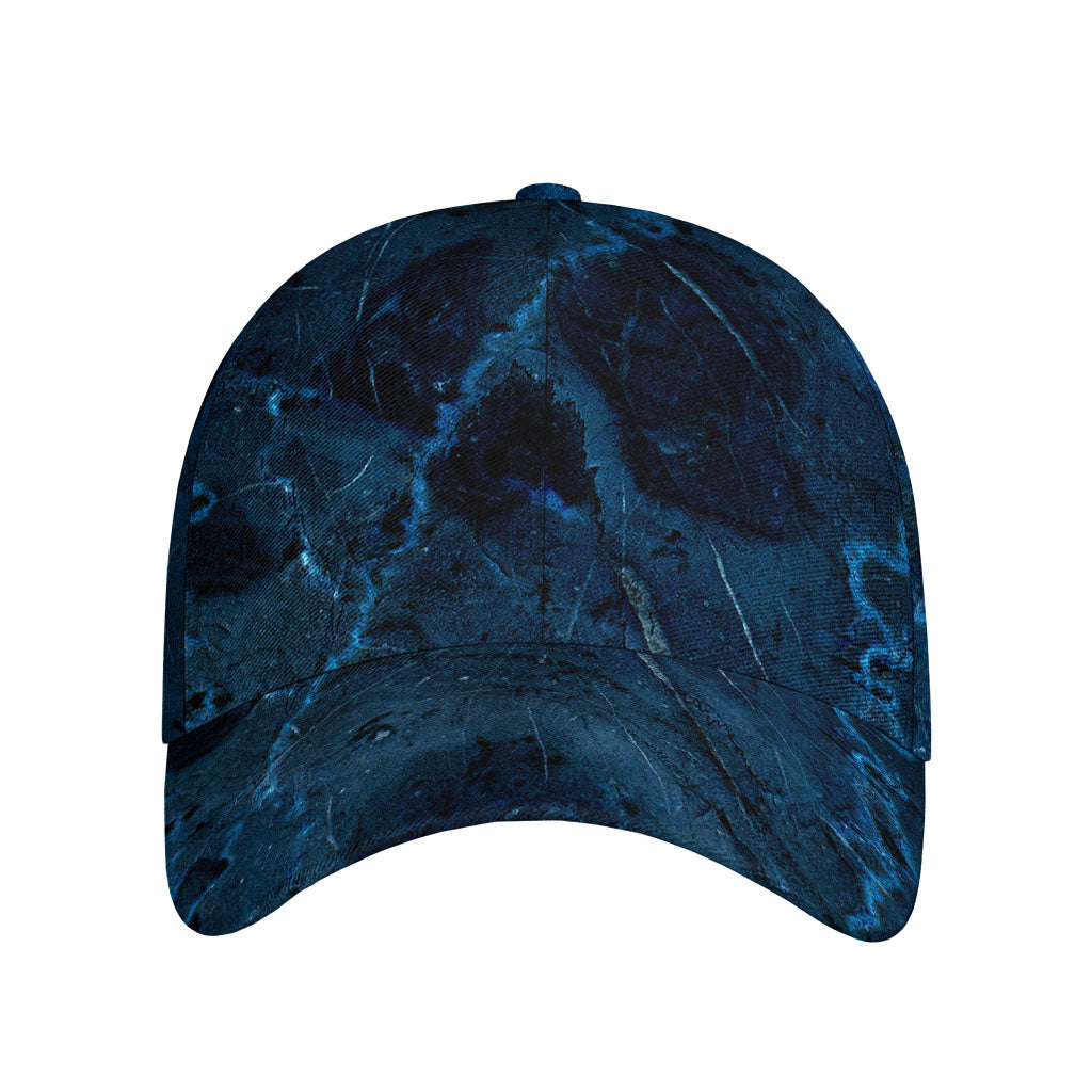 Dark Blue Marble Print Baseball Cap