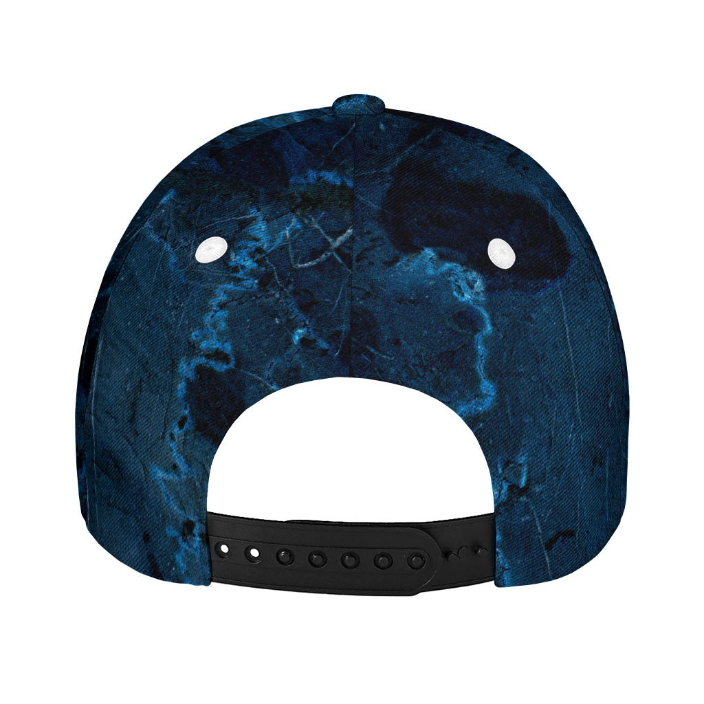 Dark Blue Marble Print Baseball Cap