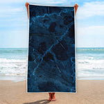 Dark Blue Marble Print Beach Towel