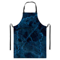 Dark Blue Marble Print Bib Apron With Pocket